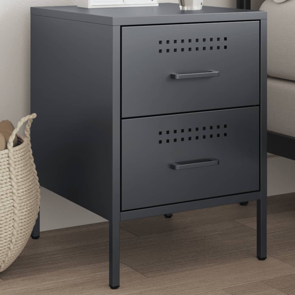 Table de Chevet Industrielle en Métal Gris-Anthracite-1-La-Fabrique-Industrielle