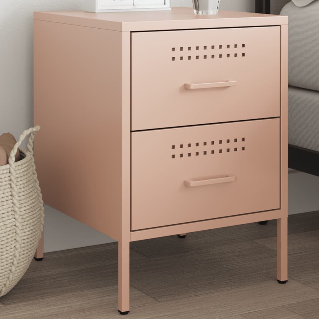 Table de Chevet Industrielle en Métal Gris-Rose-1-La-Fabrique-Industrielle