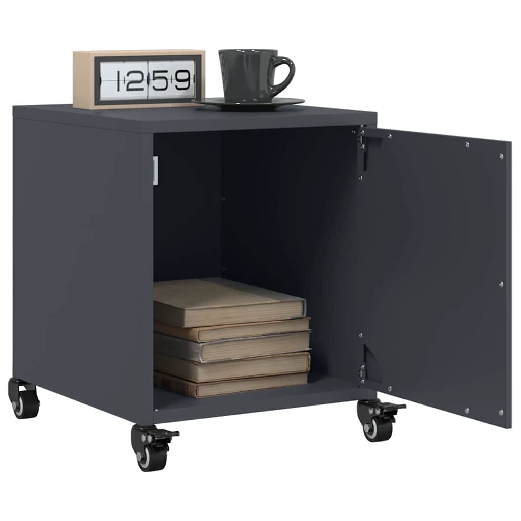 Table de Chevet Industrielle en Métal avec Porte-Anthracite-2-La-Fabrique-Industrielle