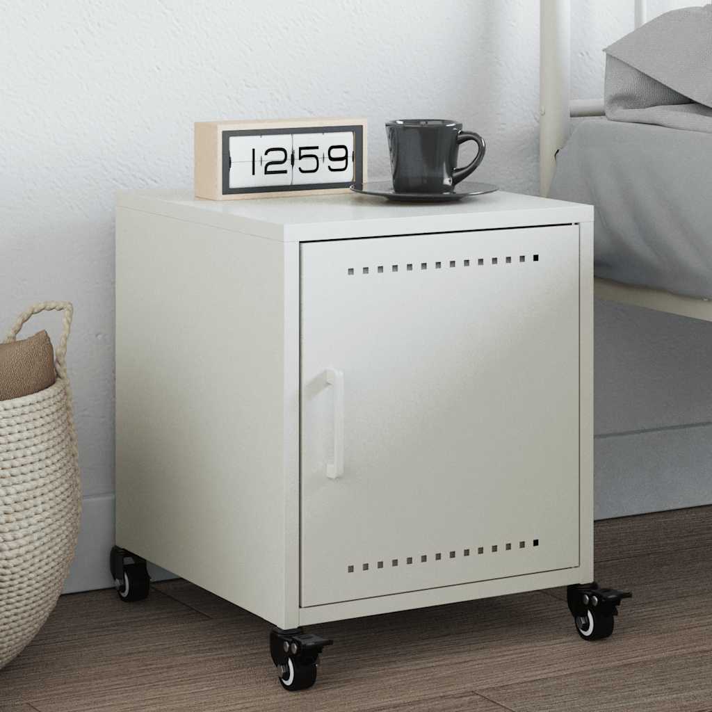 Table de Chevet Industrielle en Métal avec Porte-Blanc-1-La-Fabrique-Industrielle