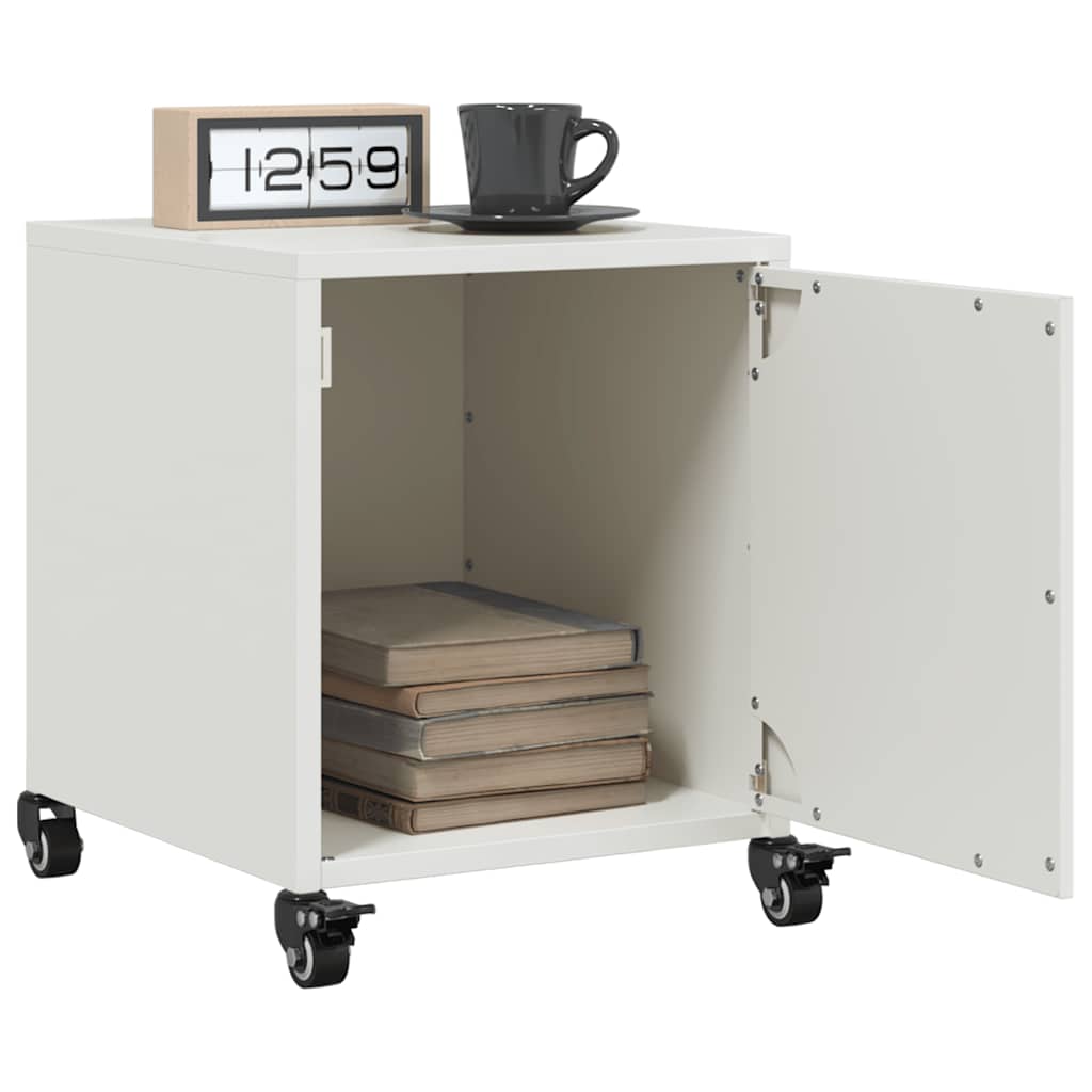 Table de Chevet Industrielle en Métal avec Porte-Blanc-2-La-Fabrique-Industrielle