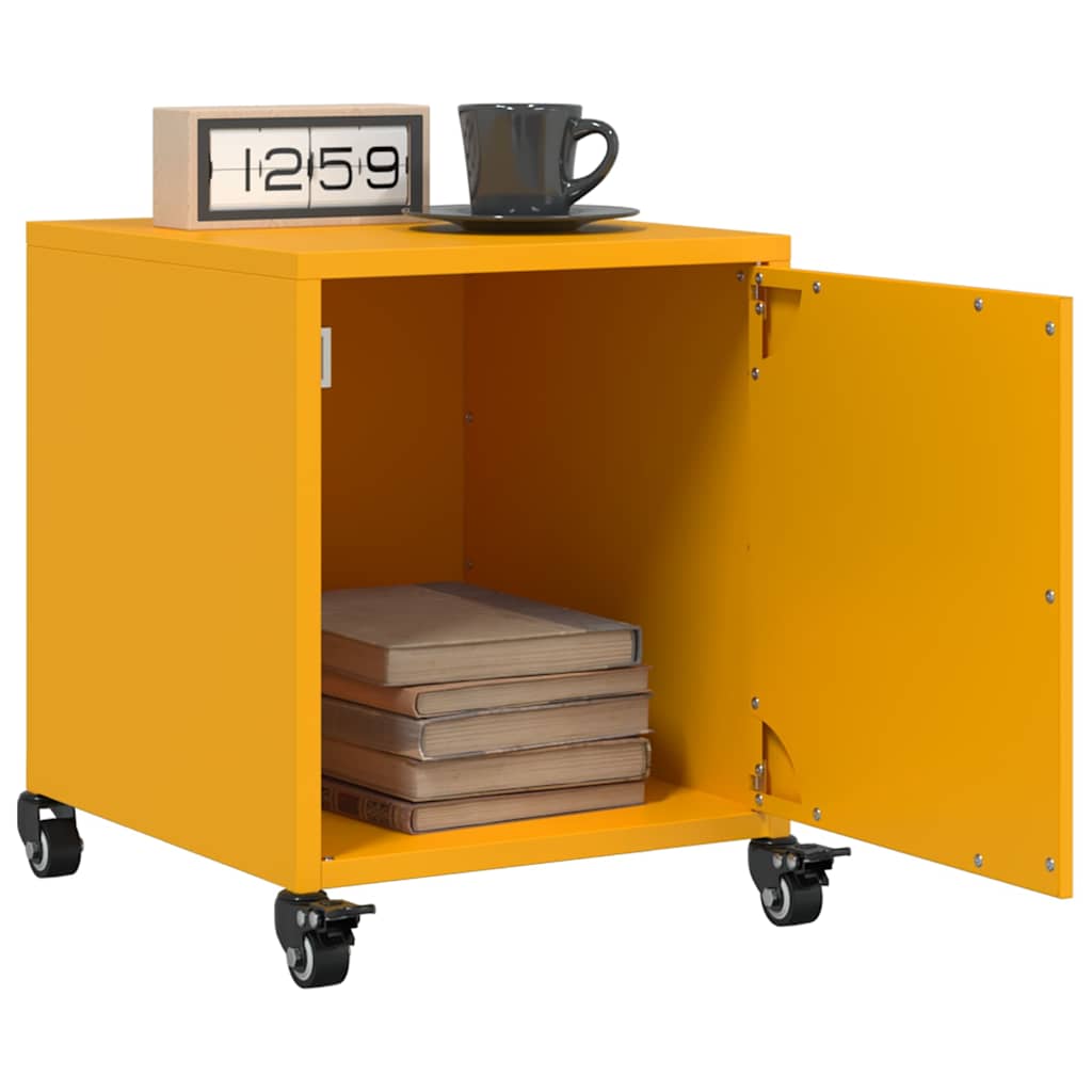 Table de Chevet Industrielle en Métal avec Porte-Jaune-2-La-Fabrique-Industrielle