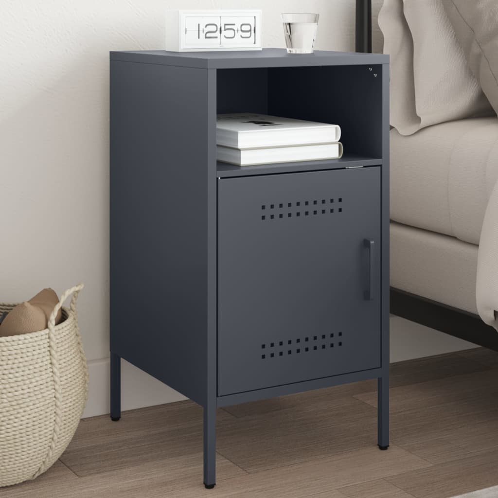 Table de Chevet Industrielle en Métal et Acier-Anthracite-1-La-Fabrique-Industrielle