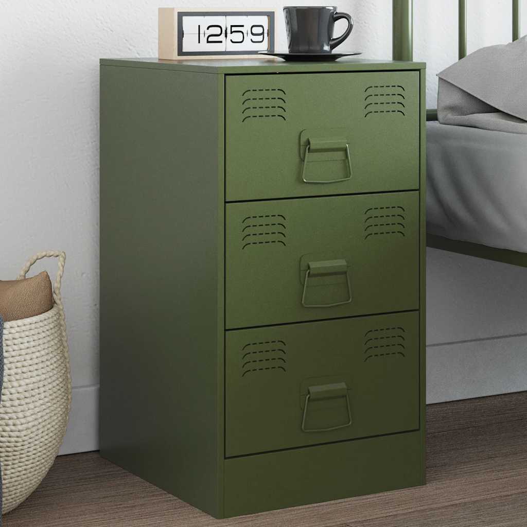 Table de Chevet Métal Rose au Style Industriel Chic-Vert olive-1-La-Fabrique-Industrielle