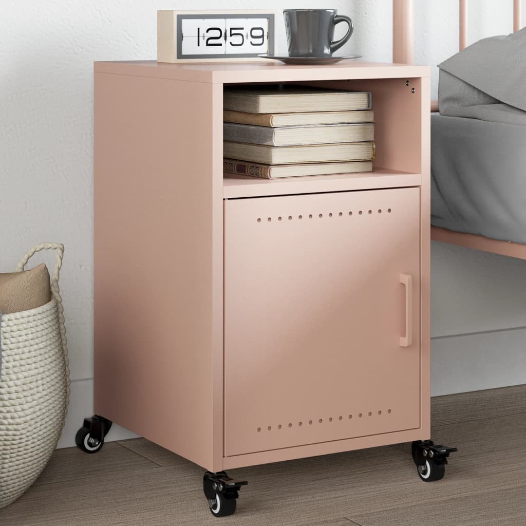 Table de Chevet Moderne en Acier Anthracite-Rose-1-La-Fabrique-Industrielle