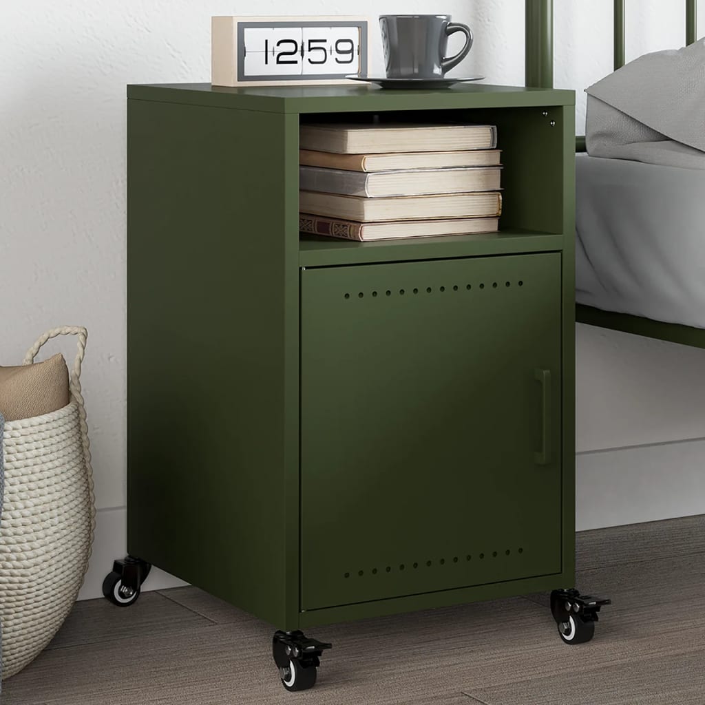 Table de Chevet Moderne en Acier Anthracite-Vert-1-La-Fabrique-Industrielle