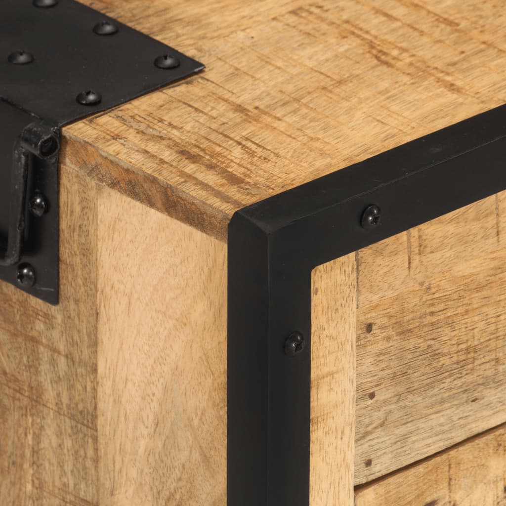 Table de Chevet Originale en Bois de Manguier et Acier-La-Fabrique-Industrielle