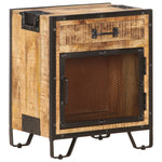 Table de Chevet Originale en Bois de Manguier et Acier-La-Fabrique-Industrielle