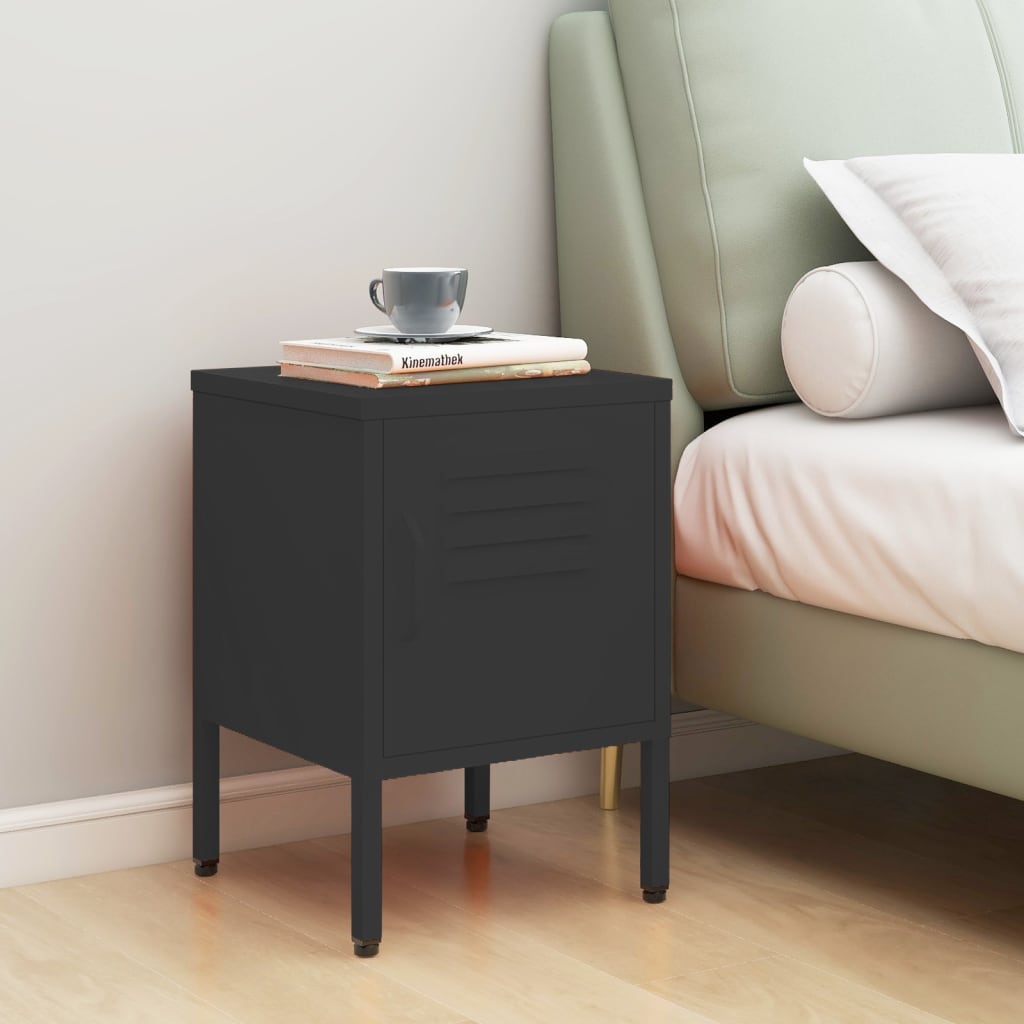 Table de Chevet au Style Industriel en Acier Gris-Anthracite-1-La-Fabrique-Industrielle