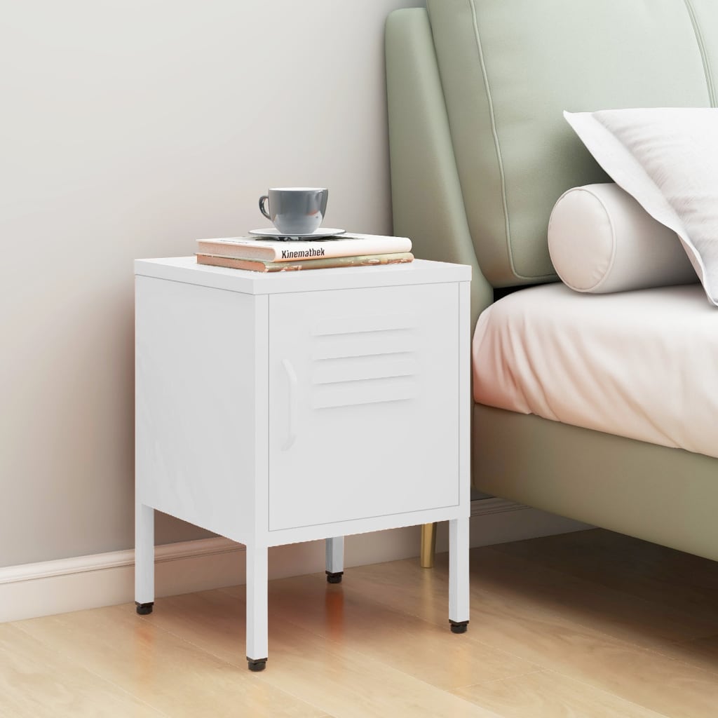 Table de Chevet au Style Industriel en Acier Gris-Blanc-1-La-Fabrique-Industrielle