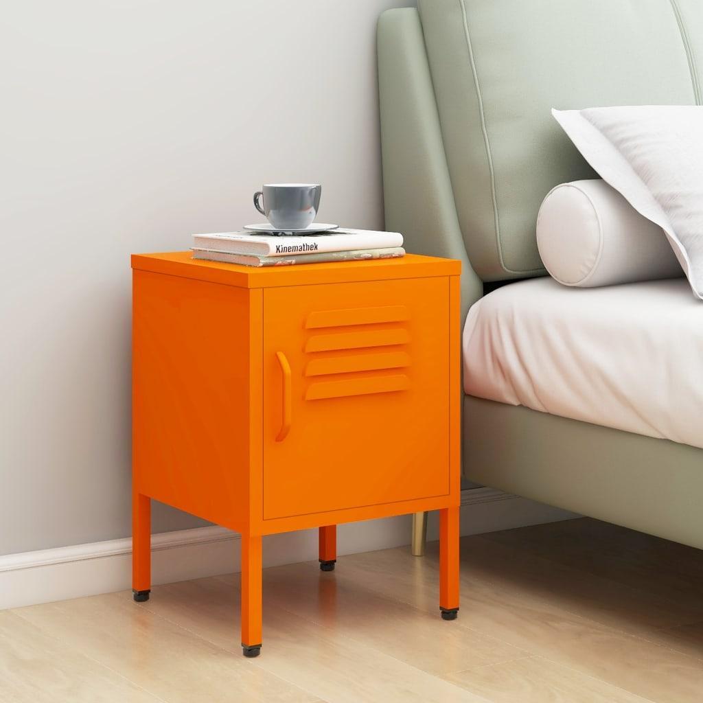 Table de Chevet au Style Industriel en Acier Gris-Orange-1-La-Fabrique-Industrielle