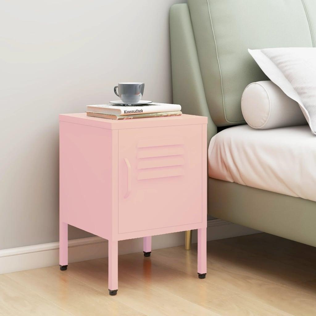 Table de Chevet au Style Industriel en Acier Gris-Rose-1-La-Fabrique-Industrielle