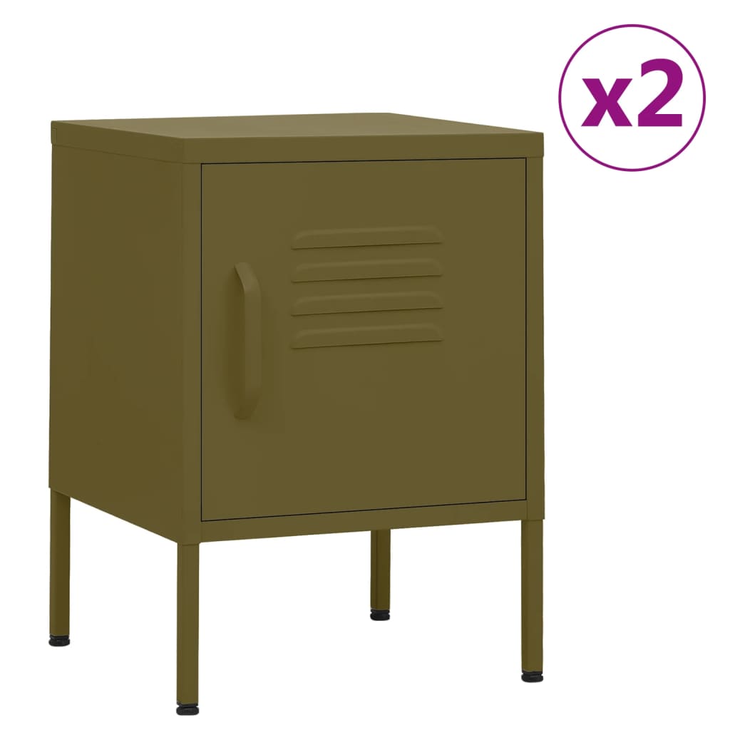 Table de Chevet au Style Industriel en Acier Gris-Vert olive-2-La-Fabrique-Industrielle