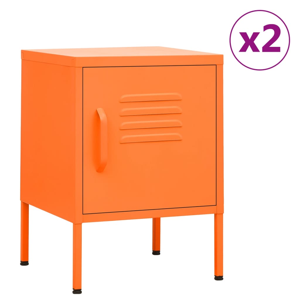 Table de Chevet au Style Industriel en Acier Gris-orange-2-La-Fabrique-Industrielle