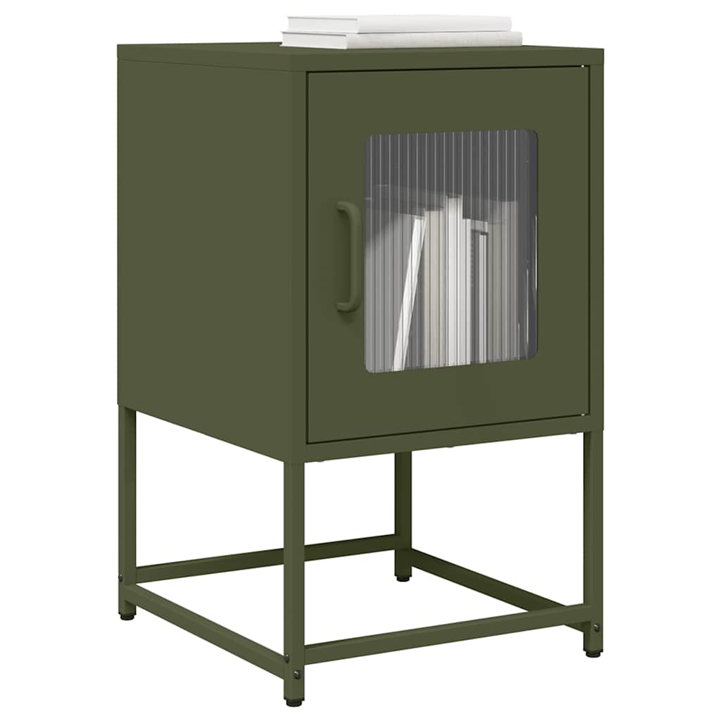 Table de Chevet avec Casier Style Industriel-Vert olive-1-La-Fabrique-Industrielle