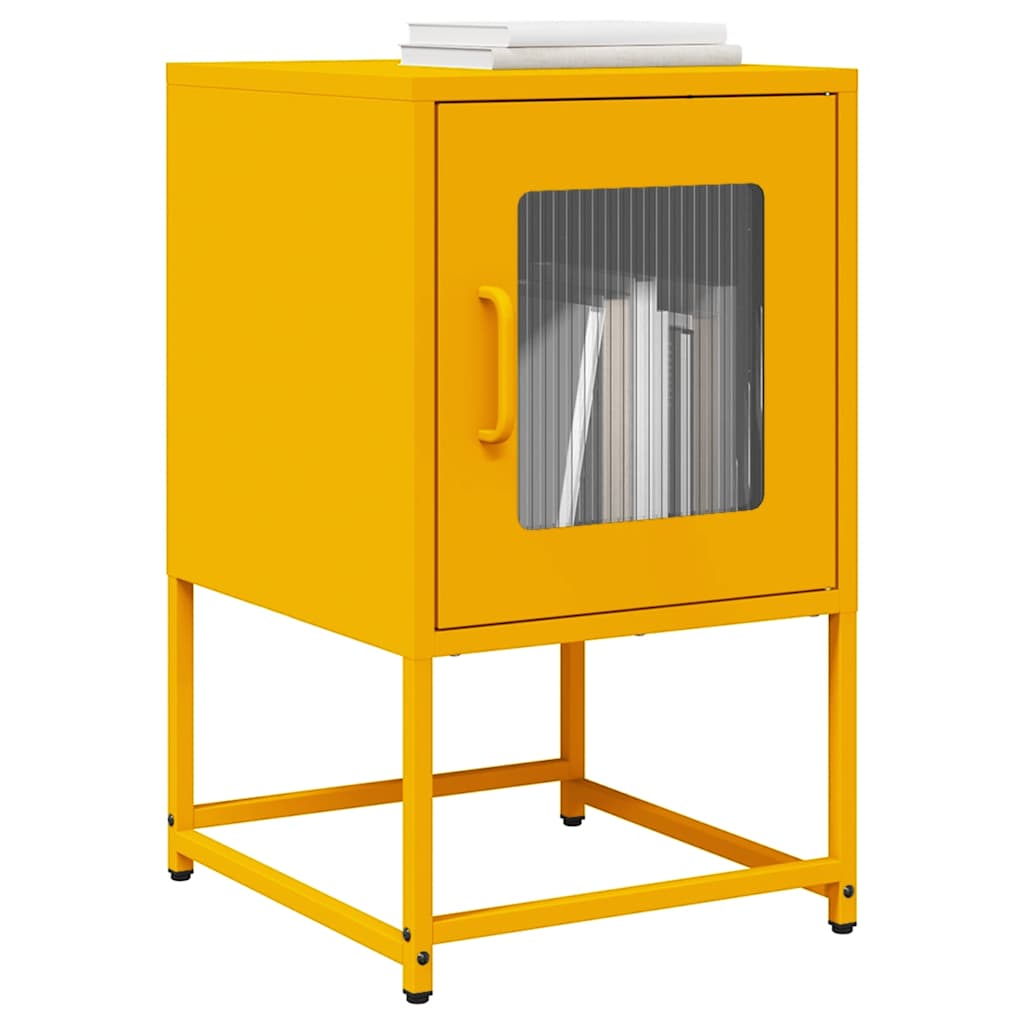 Table de Chevet avec Casier Style Industriel-jaune moutarde-1-La-Fabrique-Industrielle