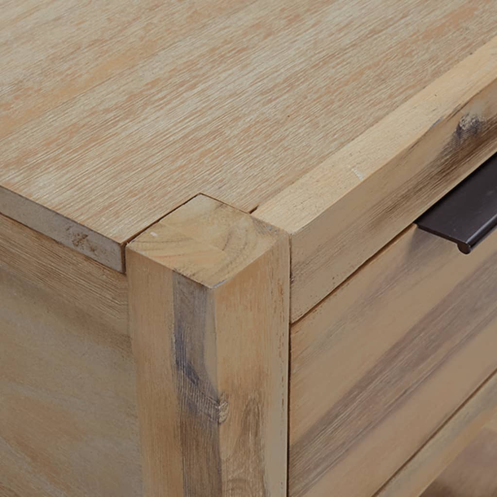Table de Chevet avec Tiroirs en Bois Gris-La-Fabrique-Industrielle