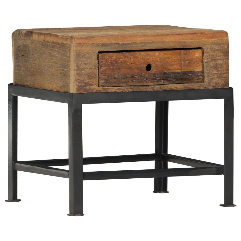 Table de Chevet en Bois Ancien et Acier Industriel-La-Fabrique-Industrielle