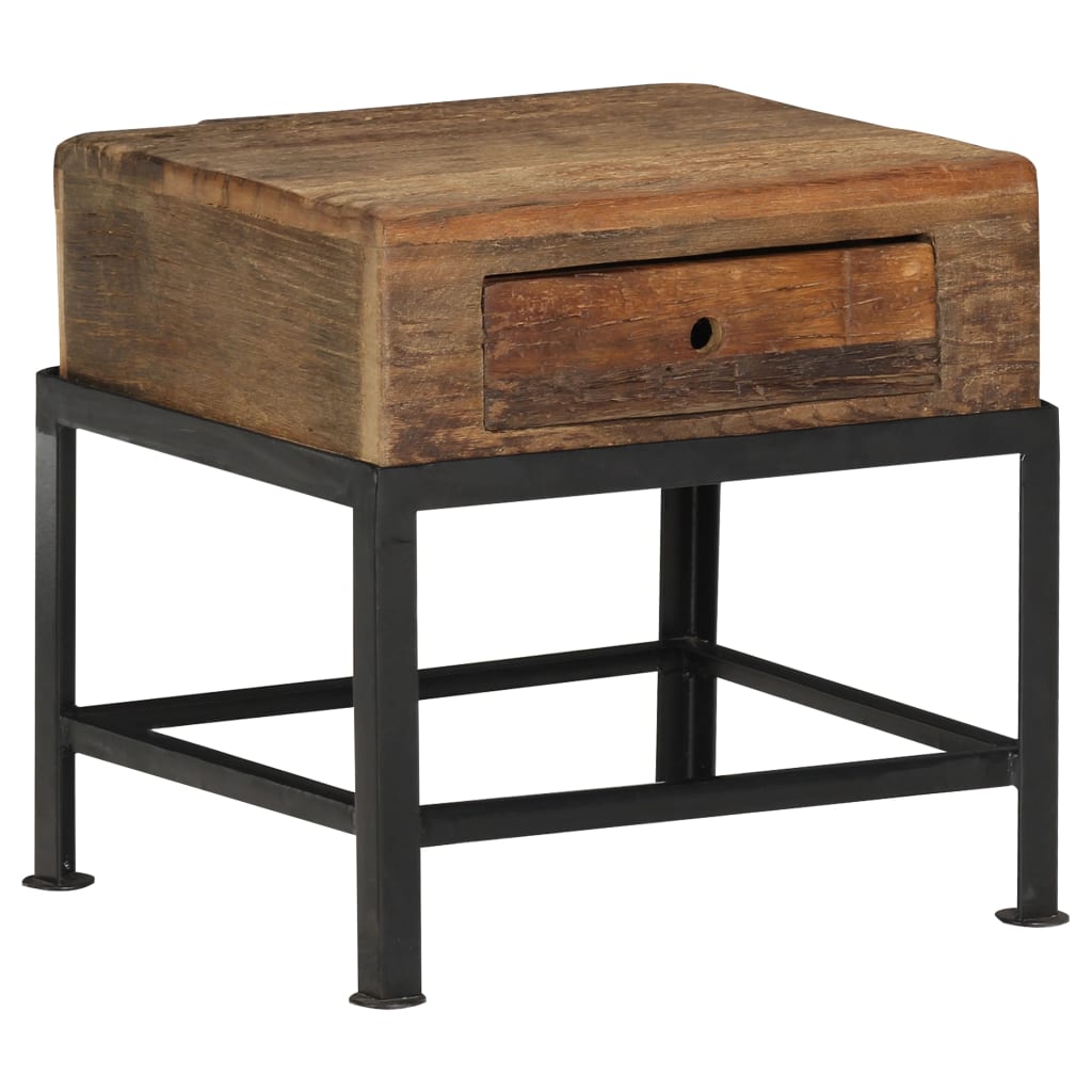 Table de Chevet en Bois Ancien et Acier Industriel-La-Fabrique-Industrielle