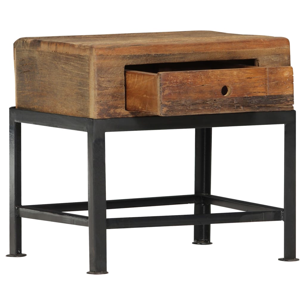 Table de Chevet en Bois Ancien et Acier Industriel-La-Fabrique-Industrielle