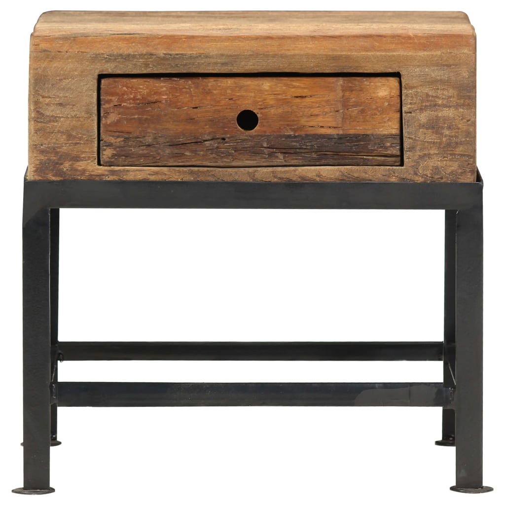 Table de Chevet en Bois Ancien et Acier Industriel-La-Fabrique-Industrielle
