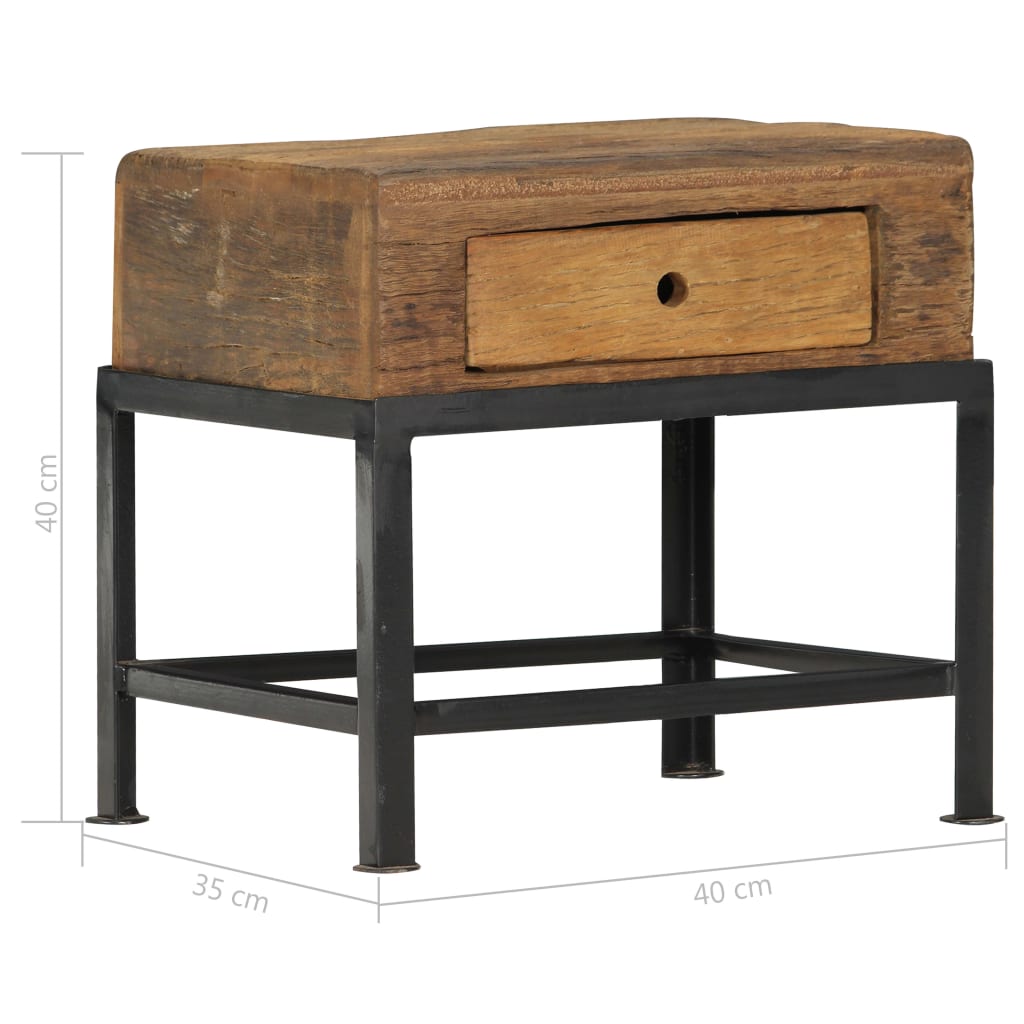 Table de Chevet en Bois Ancien et Acier Industriel-La-Fabrique-Industrielle