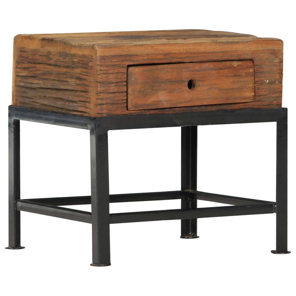 Table de Chevet en Bois Ancien et Acier Industriel-La-Fabrique-Industrielle