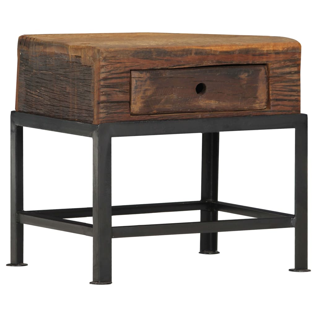 Table de Chevet en Bois Ancien et Acier Industriel-La-Fabrique-Industrielle