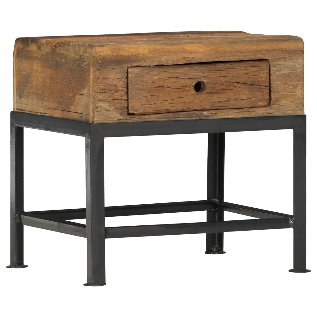 Table de Chevet en Bois Ancien et Acier Industriel-La-Fabrique-Industrielle