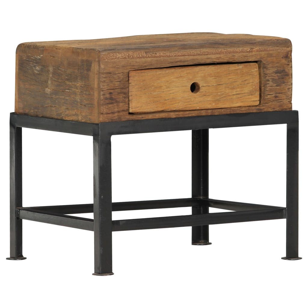 Table de Chevet en Bois Ancien et Acier Industriel-La-Fabrique-Industrielle