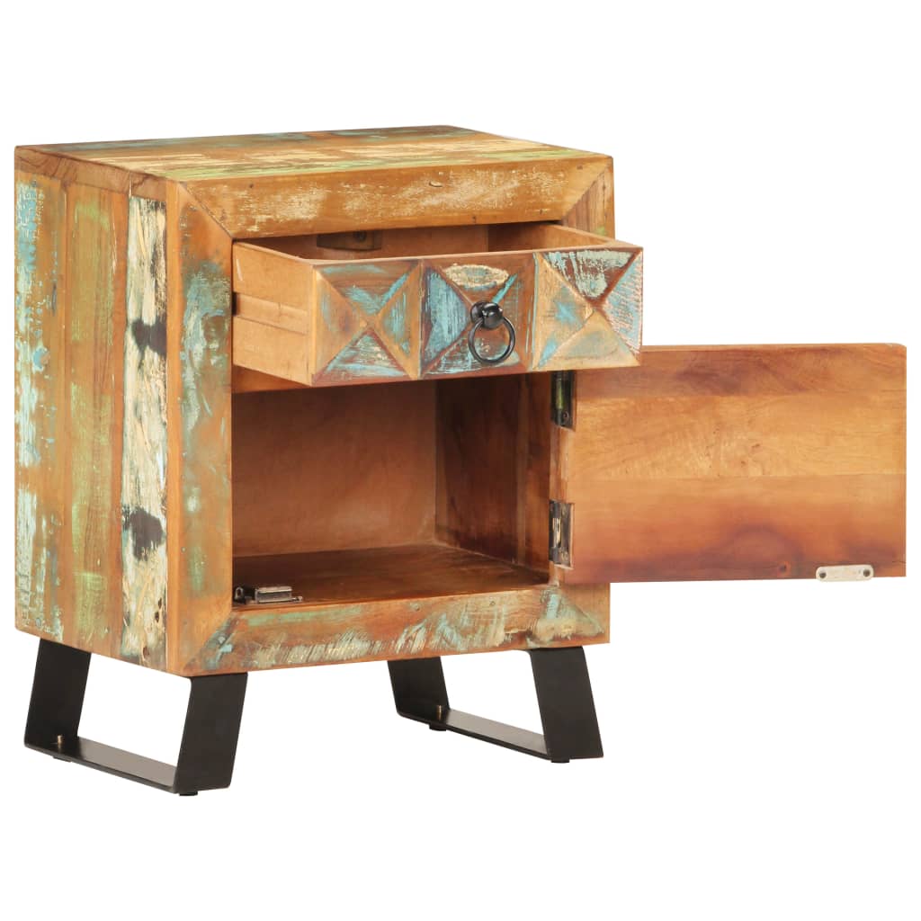 Table de Chevet en Bois Recyclé au Style Industriel-La-Fabrique-Industrielle