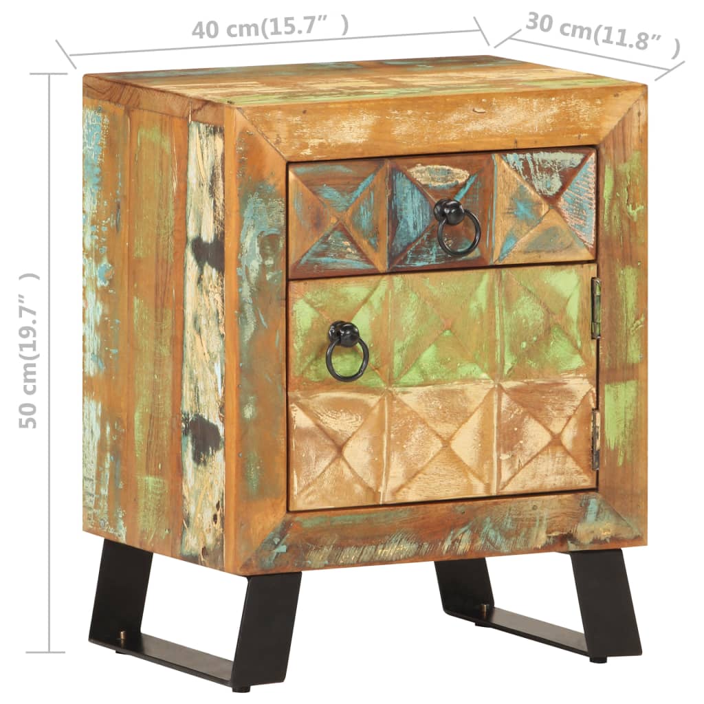 Table de Chevet en Bois Recyclé au Style Industriel-La-Fabrique-Industrielle