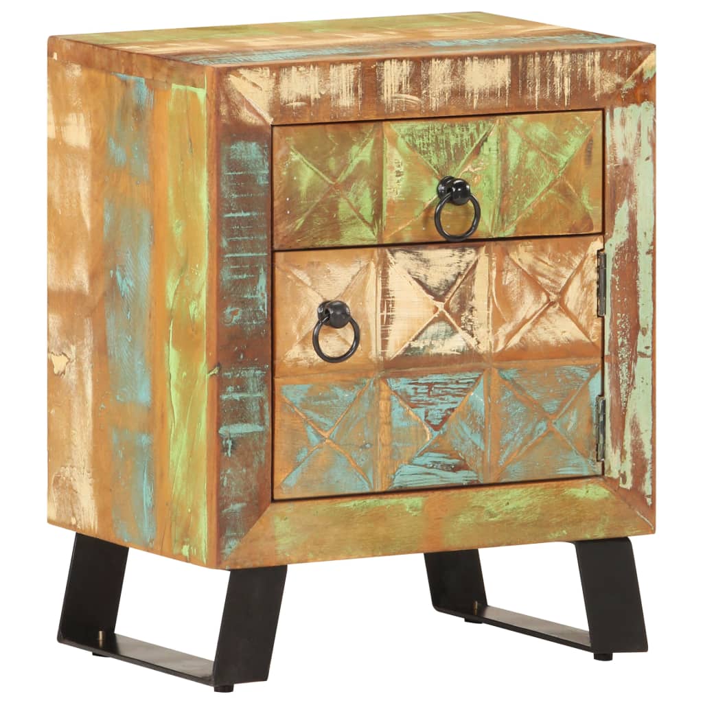 Table de Chevet en Bois Recyclé au Style Industriel-La-Fabrique-Industrielle