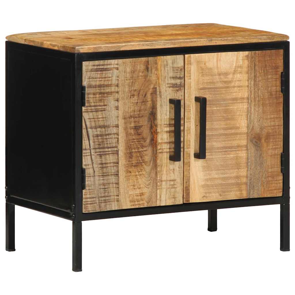 Table de Chevet en Bois de Manguier Brut et Métal-1-La-Fabrique-Industrielle