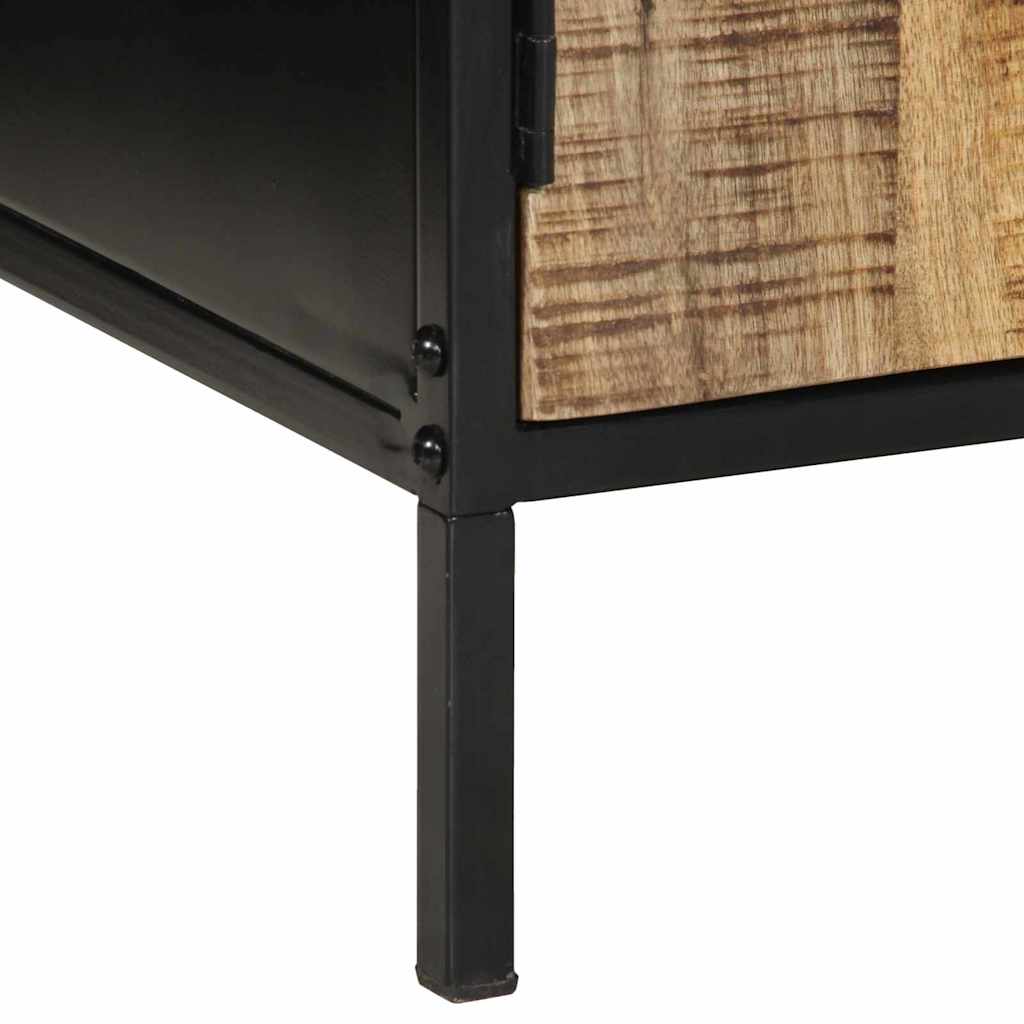 Table de Chevet en Bois de Manguier Brut et Métal-La-Fabrique-Industrielle