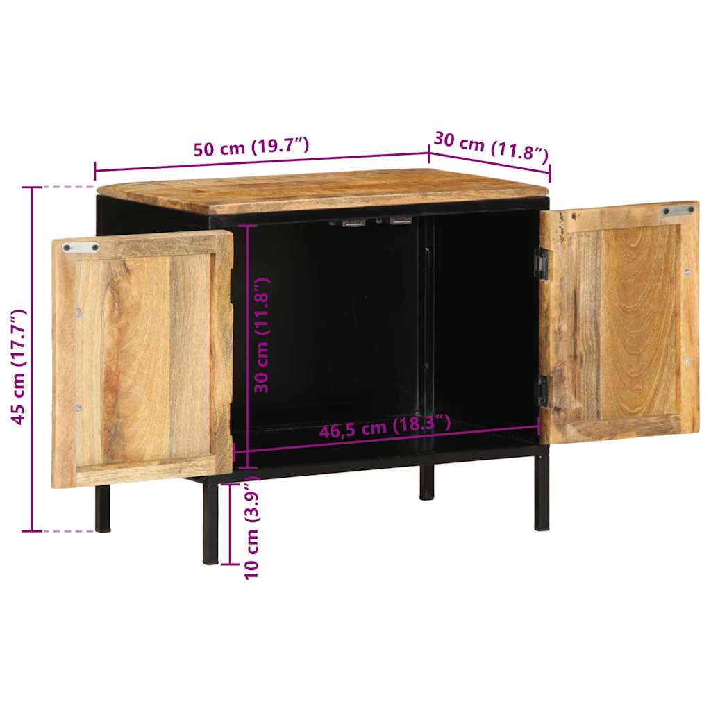 Table de Chevet en Bois de Manguier Brut et Métal-La-Fabrique-Industrielle