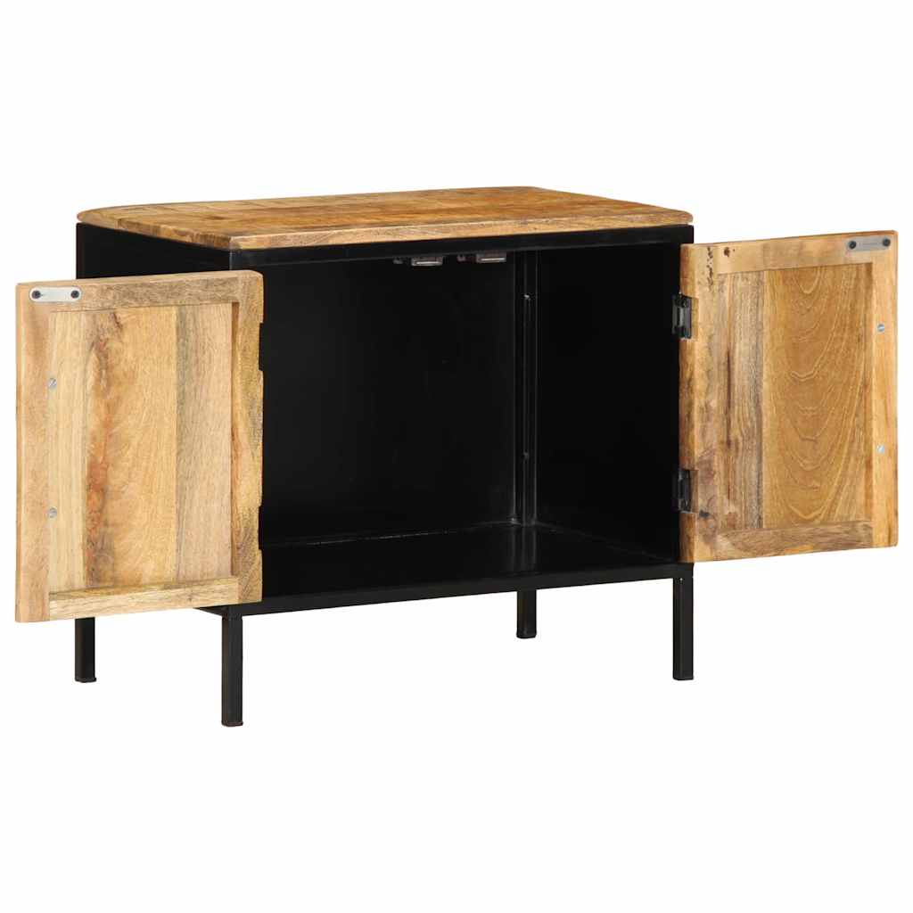 Table de Chevet en Bois de Manguier Brut et Métal-La-Fabrique-Industrielle