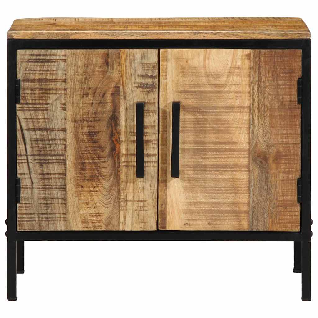 Table de Chevet en Bois de Manguier Brut et Métal-La-Fabrique-Industrielle