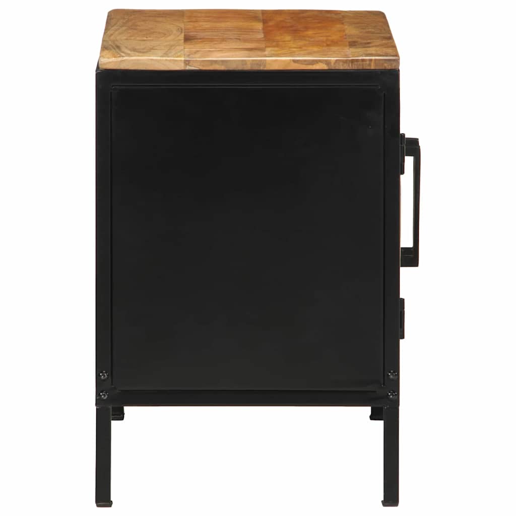 Table de Chevet en Bois de Manguier Brut et Métal-La-Fabrique-Industrielle