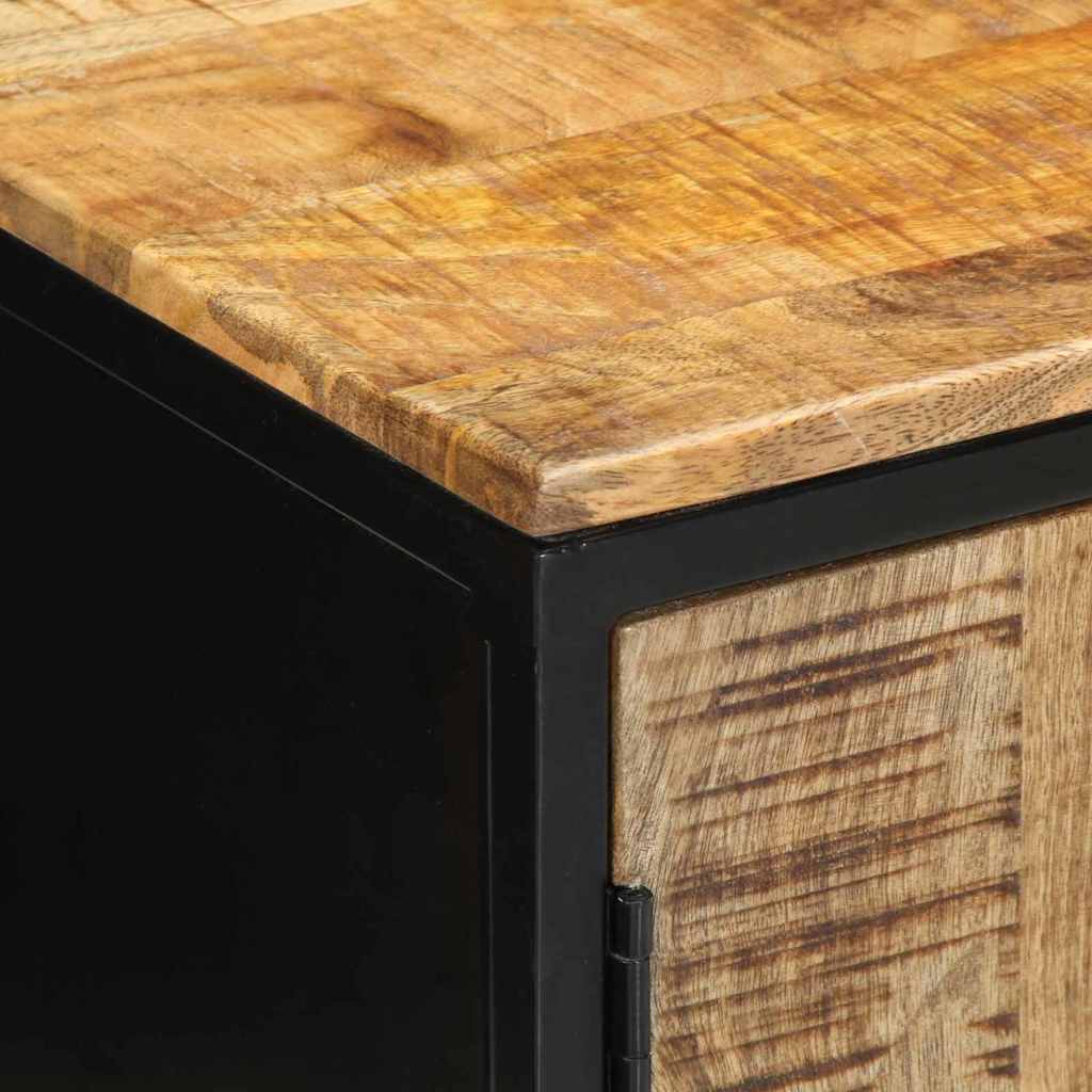 Table de Chevet en Bois de Manguier Brut et Métal-La-Fabrique-Industrielle