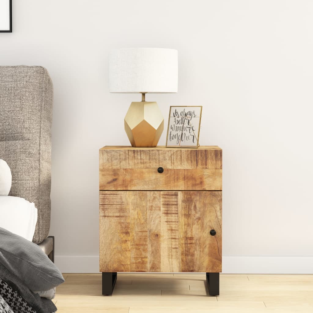 Table de Chevet en Bois de Manguier Hauteur 60 cm-Bois clair-1-La-Fabrique-Industrielle