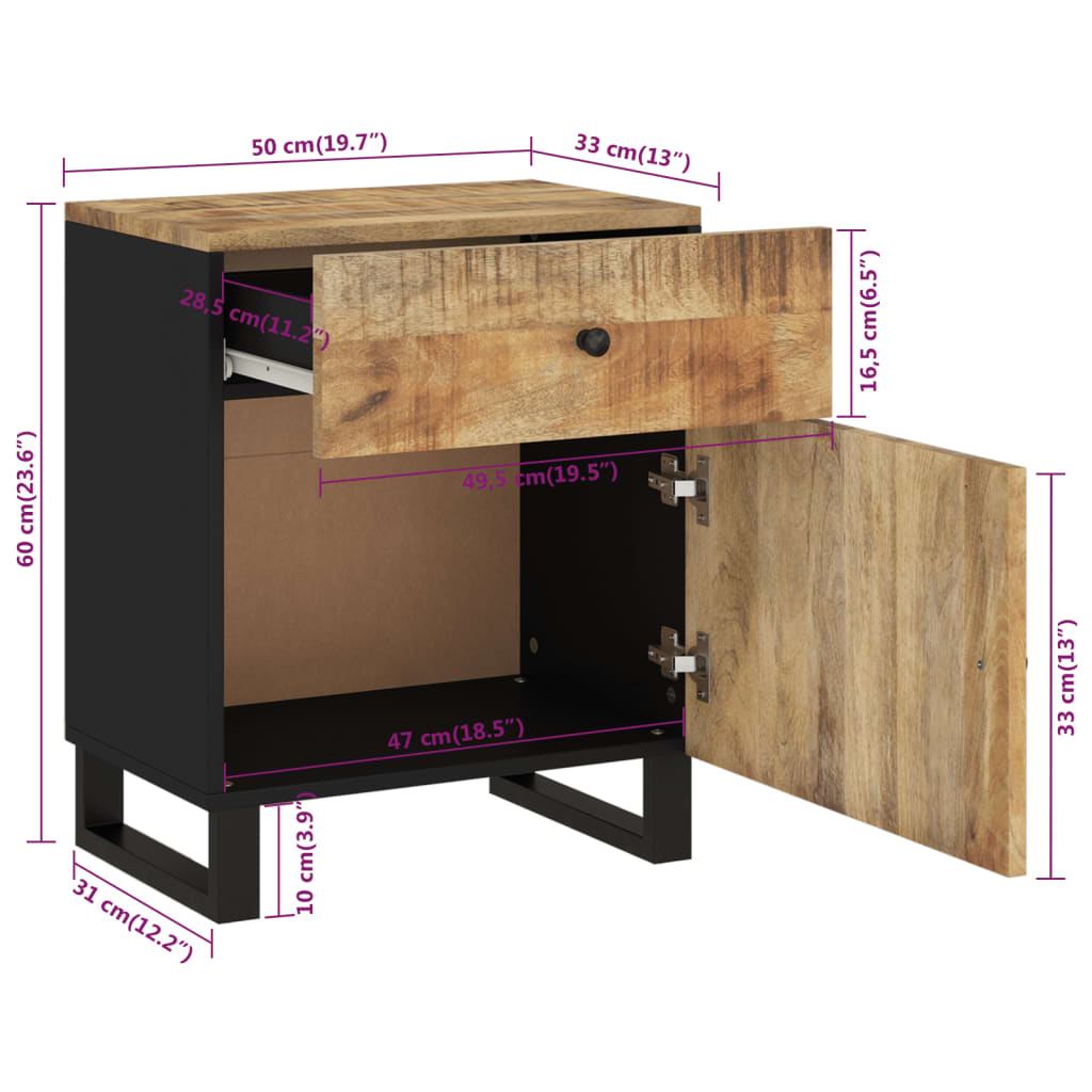 Table de Chevet en Bois de Manguier Hauteur 60 cm-La-Fabrique-Industrielle