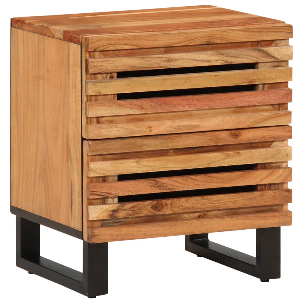 Table de Chevet en Bois de Manguier avec 2 Tiroirs-Bois d'acacia massif-1-La-Fabrique-Industrielle