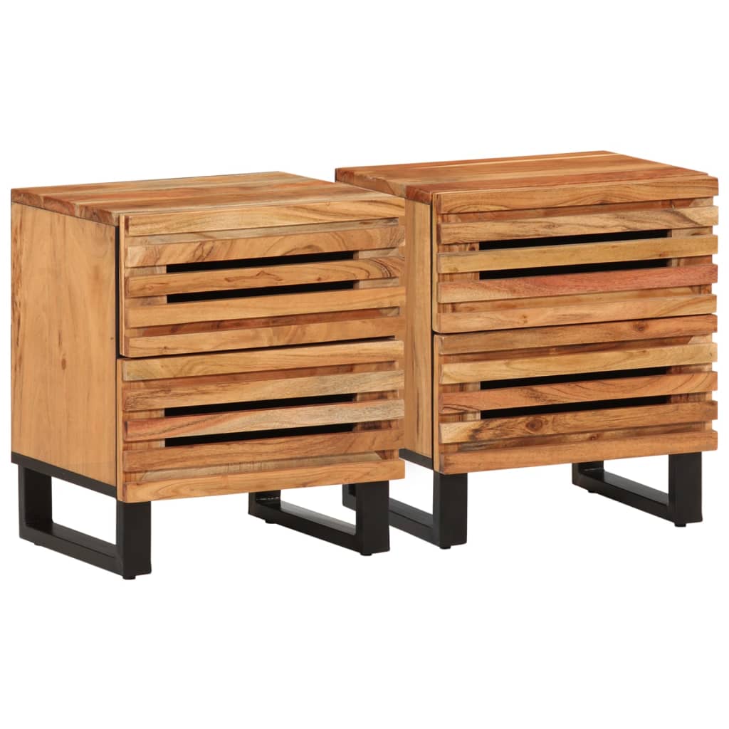 Table de Chevet en Bois de Manguier avec 2 Tiroirs-Bois d'acacia massif-2-La-Fabrique-Industrielle