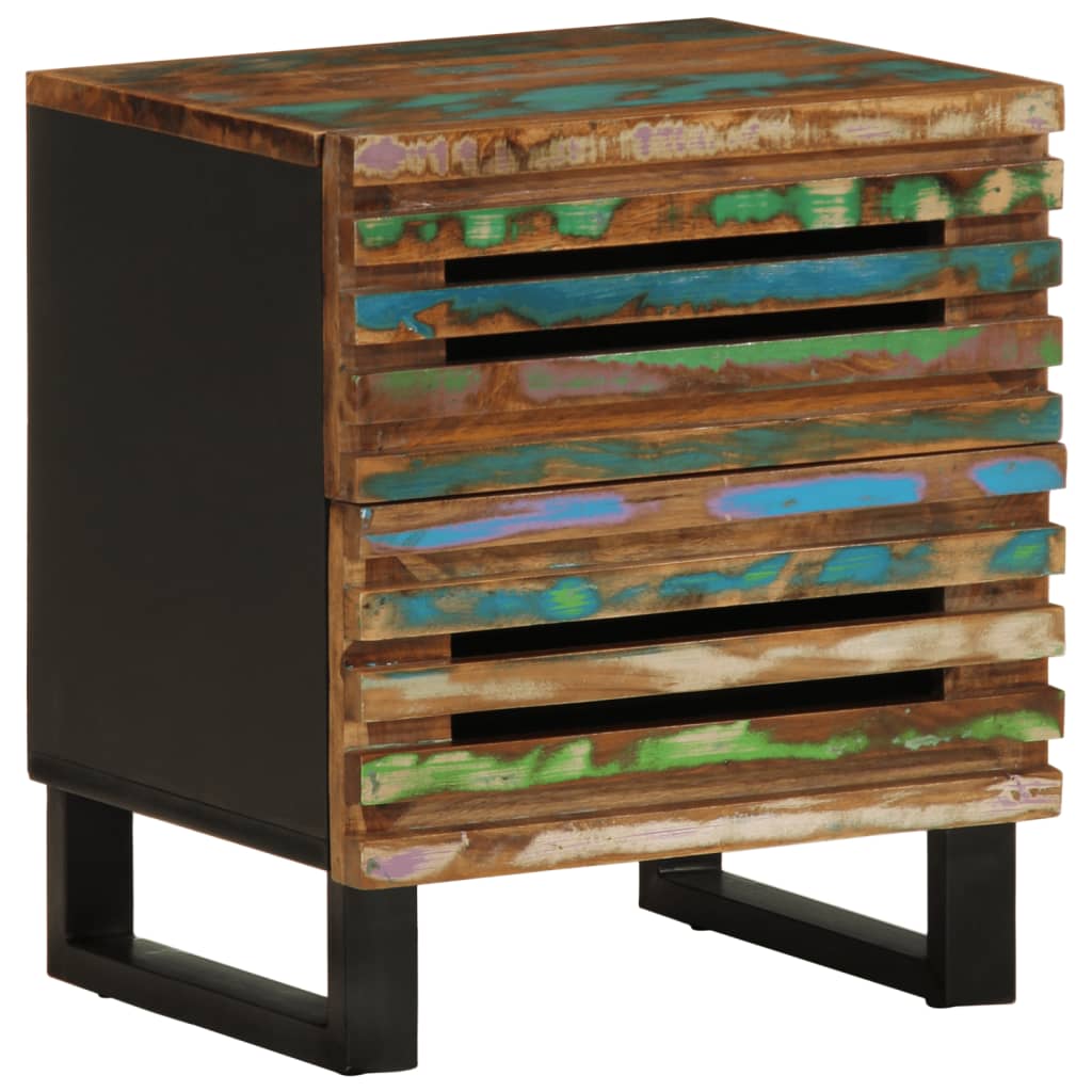 Table de Chevet en Bois de Manguier avec 2 Tiroirs-bois de récupération massif-1-La-Fabrique-Industrielle