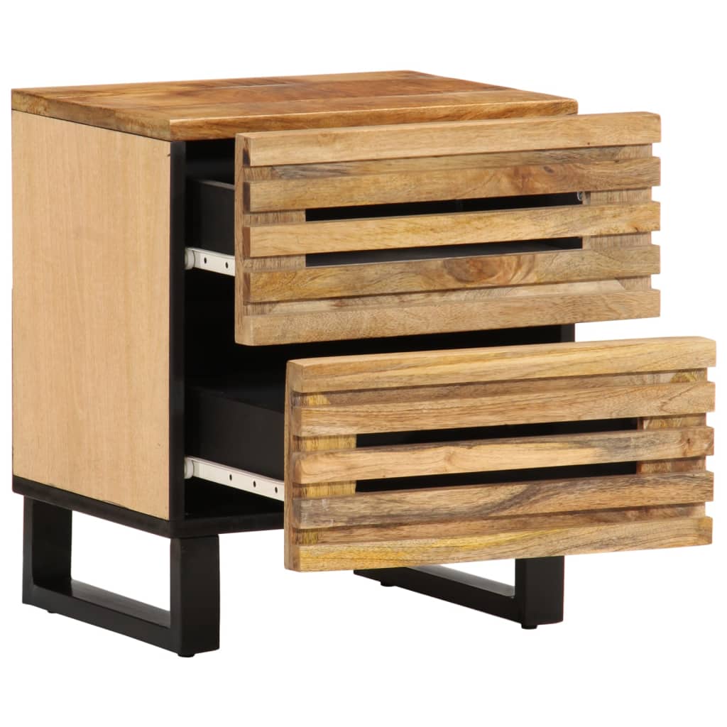 Table de Chevet en Bois de Manguier avec 2 Tiroirs-La-Fabrique-Industrielle