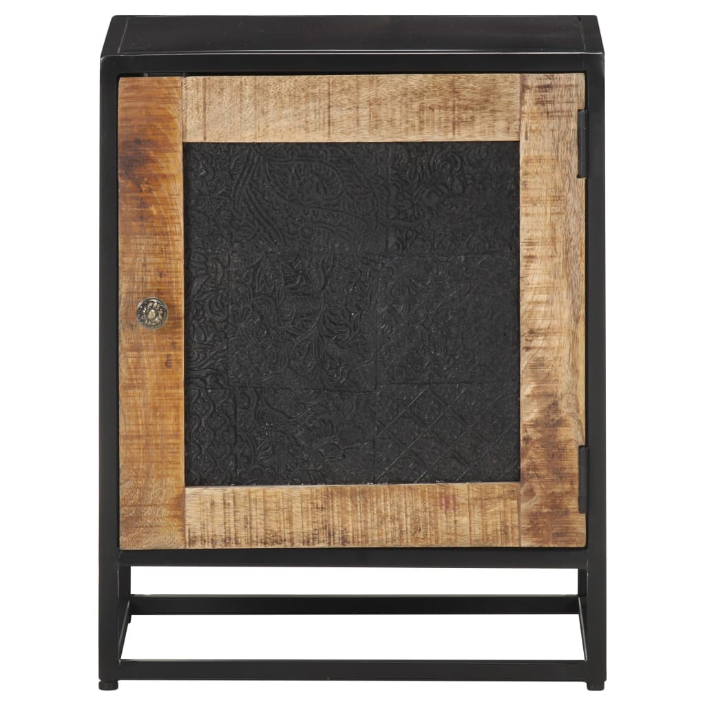 Table de Chevet en Bois de Manguier et Métal Noir-La-Fabrique-Industrielle
