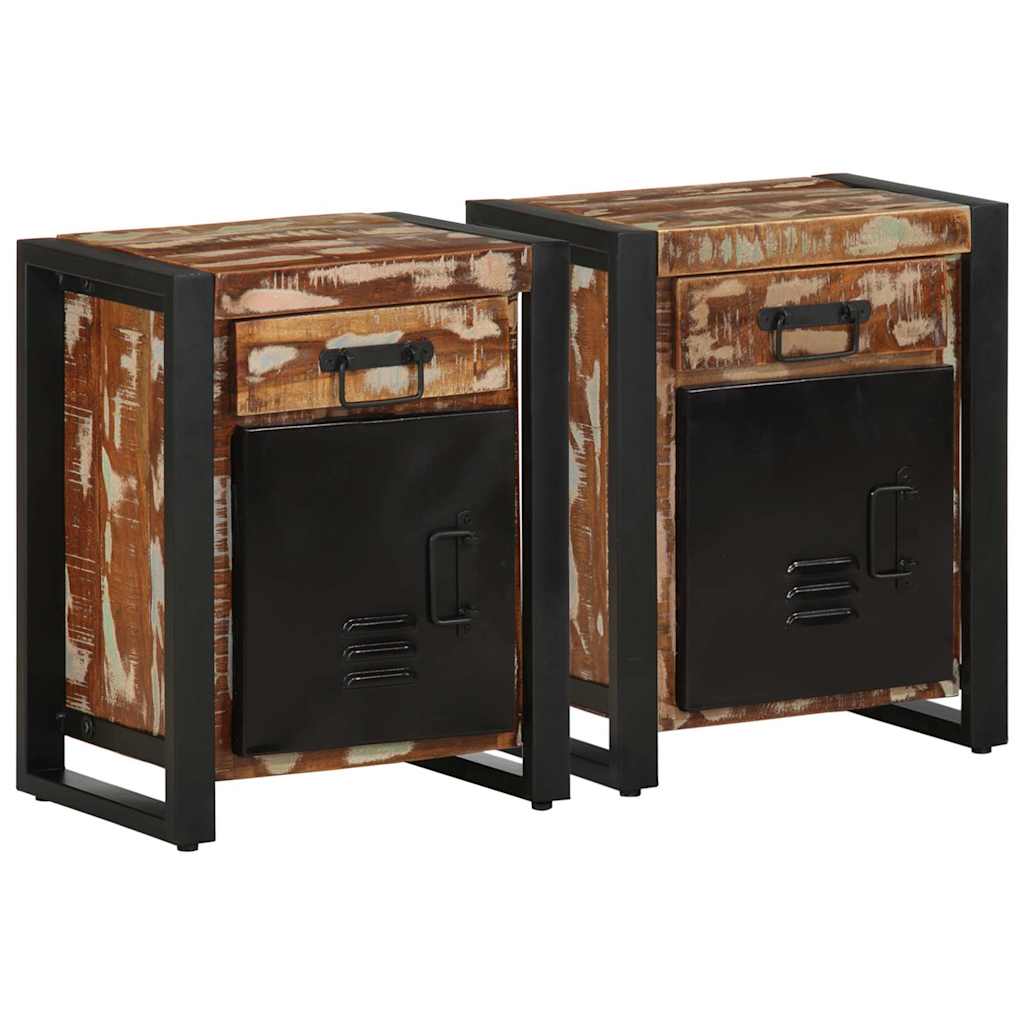 Table de Chevet en Bois et Métal Noir Indus-Multicolore-2-La-Fabrique-Industrielle