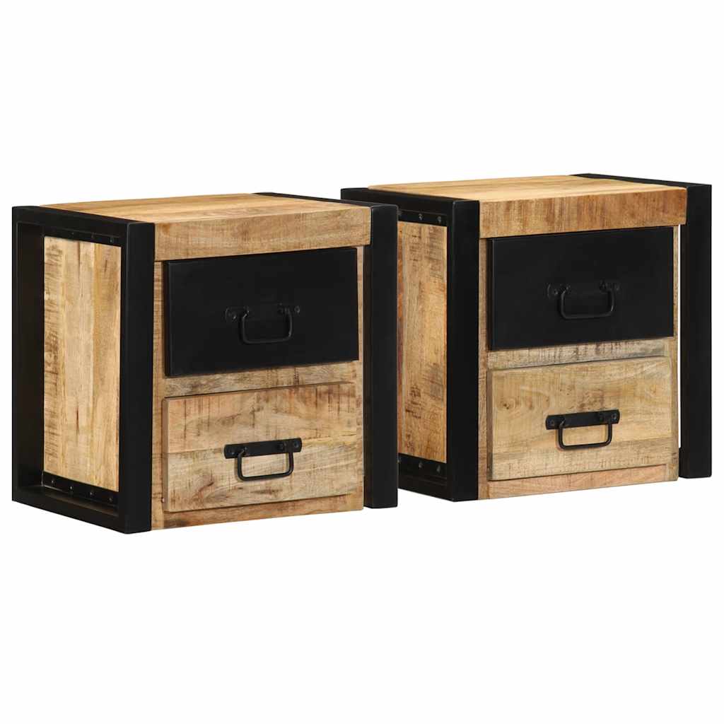 Table de Chevet en Bois et Métal au Style Industriel-bois de manguier massif-2-La-Fabrique-Industrielle