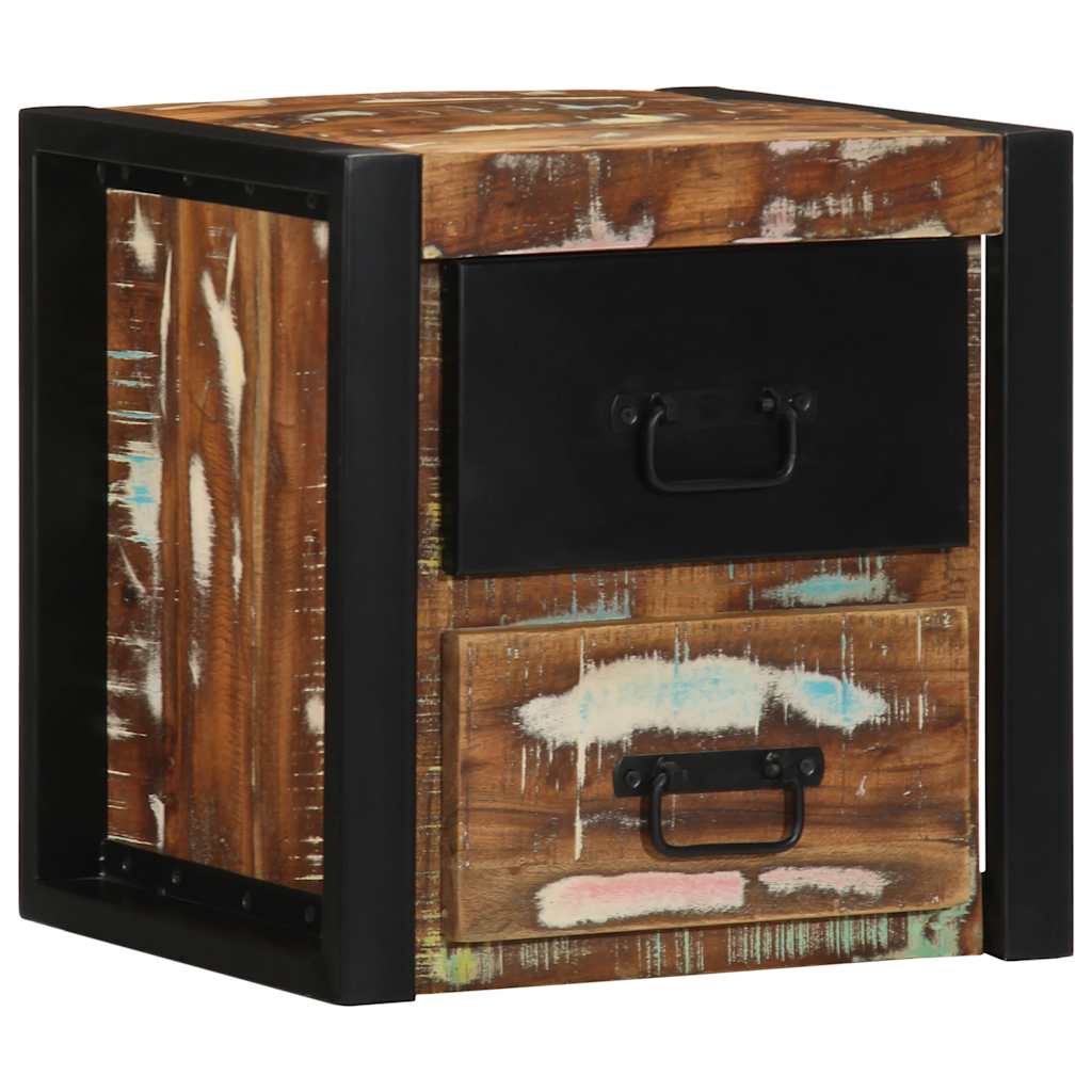Table de Chevet en Bois et Métal au Style Industriel-bois de récupération massif-1-La-Fabrique-Industrielle